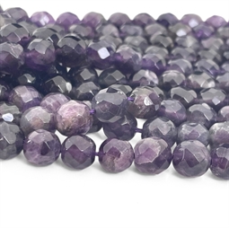 8 mm Ametyst Facetperler - Hel Streng